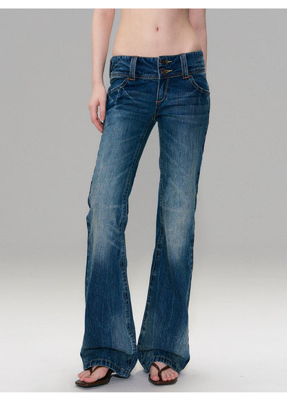 Hand-Dyed Low-Rise Slim Flared Jeans