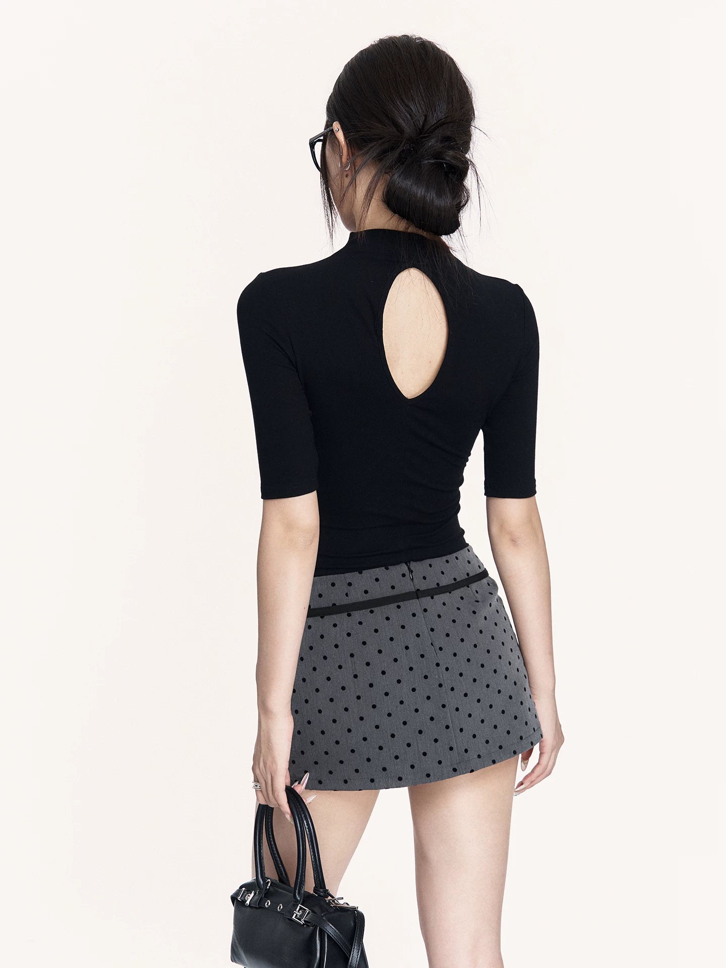 High-Neck Backless Stretch Mid-Sleeve Base Layer