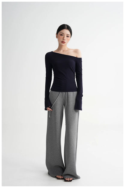 High-Waisted Knit Wide-Leg Trousers