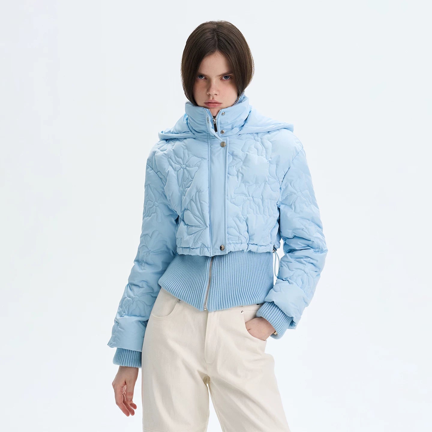 Quilted Embossed Short Down Jacket