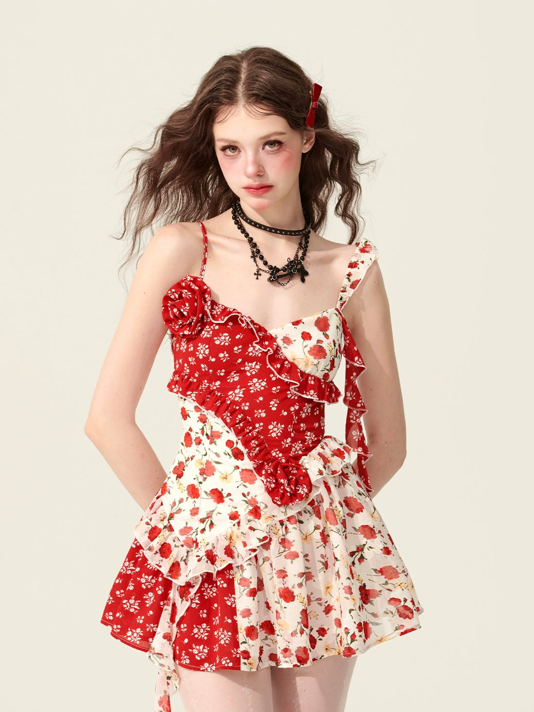 Patchwork Floral Strap Dress