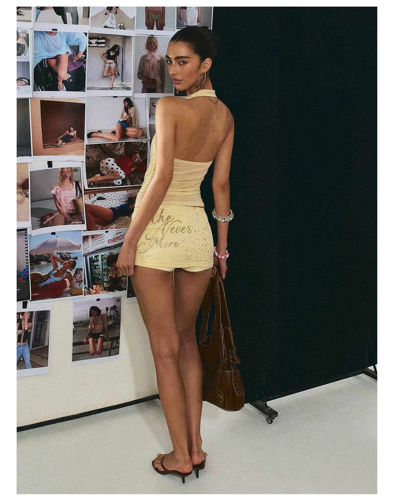 Halter Open-Back Top &amp; Gilded Print Skirt Set