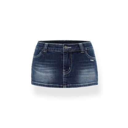 【PORTERNA】Retro Low Waist Short Skirt NAWS Blue Low-Waist Skinny Retro Denim Mini Skirt – CHINASQUAD