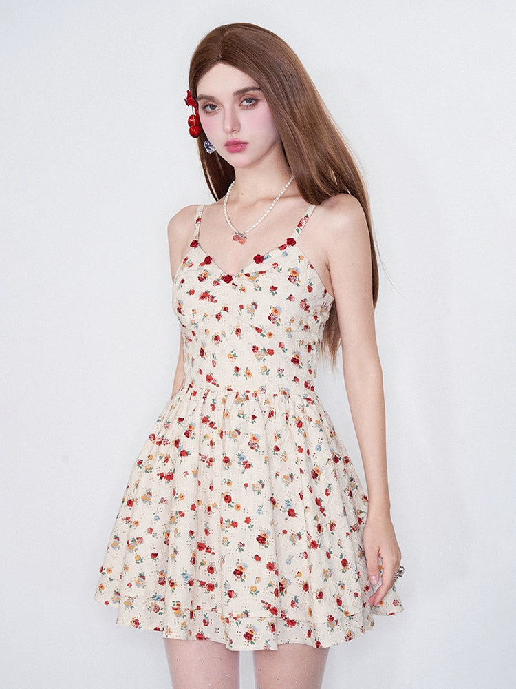 Embroidered Floral Waist Dress