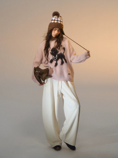 Fleece Curved-Leg Relaxed Pants