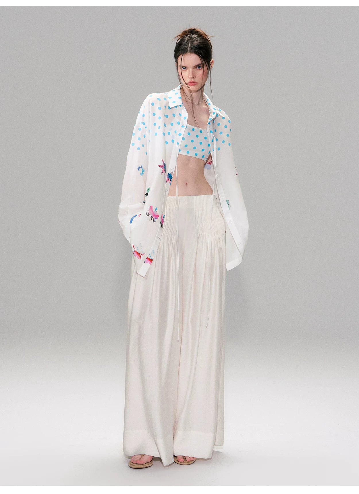 Vintage Pleated Linen-Blend Wide-Leg Trousers