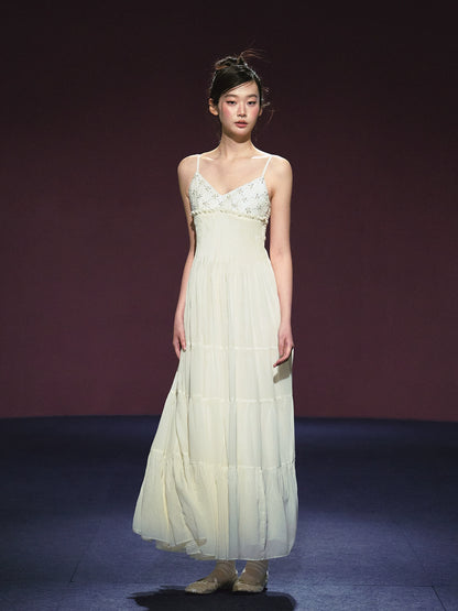 Embroidered V-Neck Slip Dress - CHINASQUAD