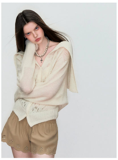 Double-Waistband Embroidered Straight Shorts