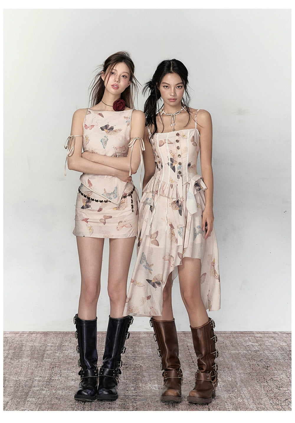 Butterfly Print Tank Top &amp; Skirt Set - CHINASQUAD