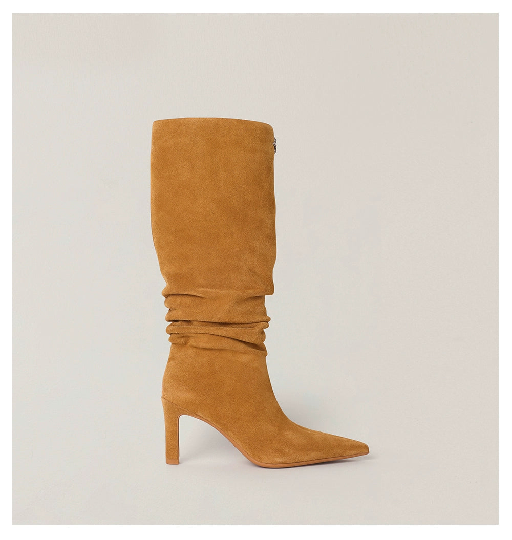 RAGE Wildstorm Suede Stacked Leather High-Heel Boots