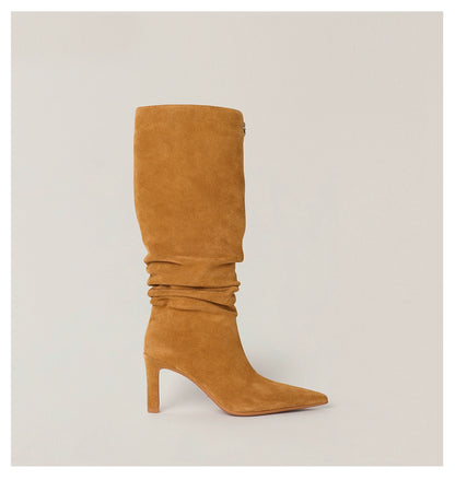 RAGE Wildstorm Suede Stacked Leather High-Heel Boots