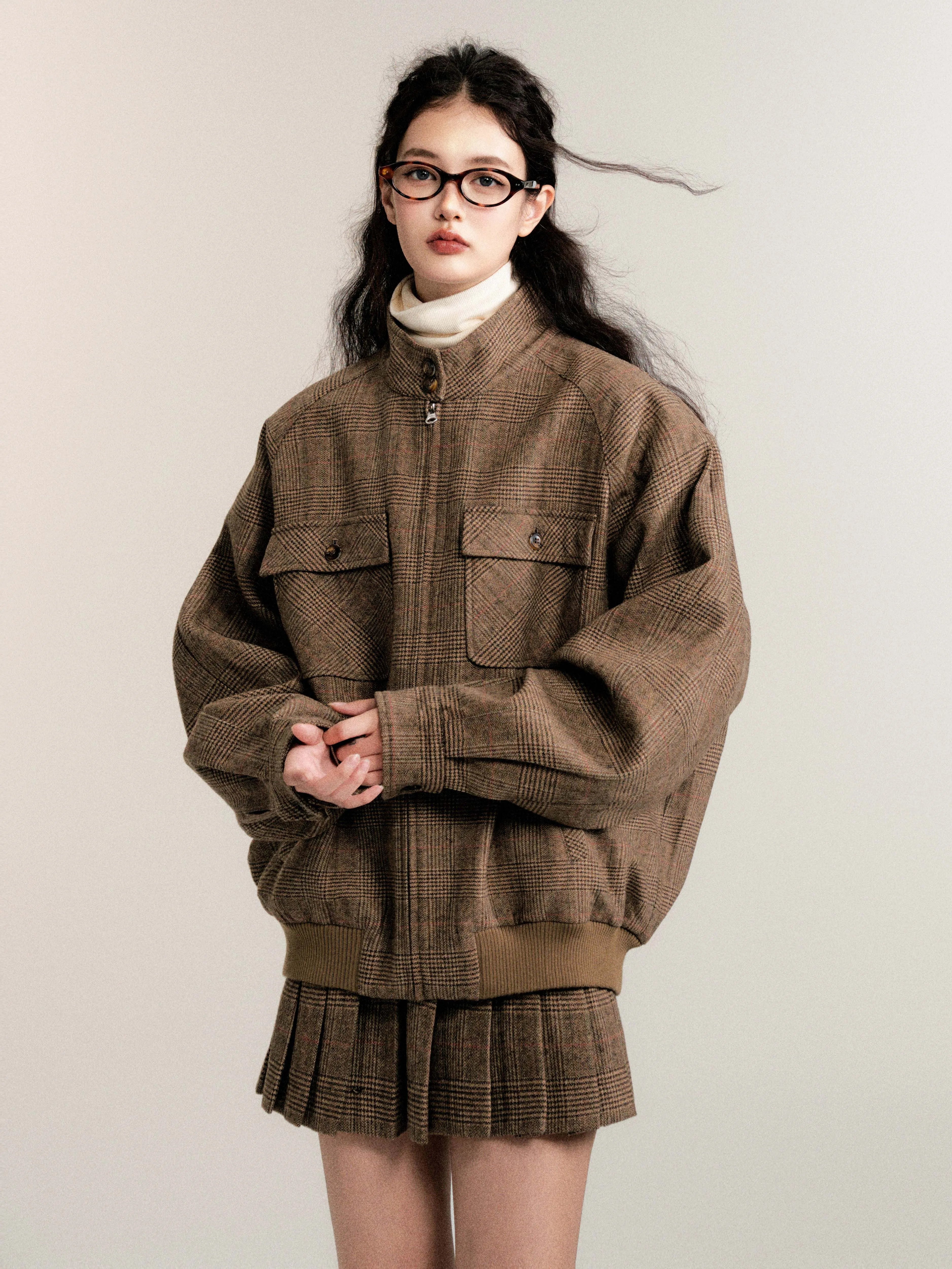 Vintage Collegiate Wool Jacket &amp; Mini Skirt Set