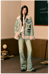 Fleece Patchwork Denim Jacket - CHINASQUAD