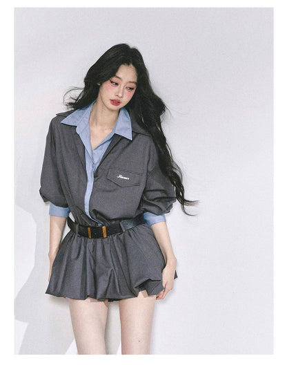 Hepburn-Style Bubble Hem Mini Dress