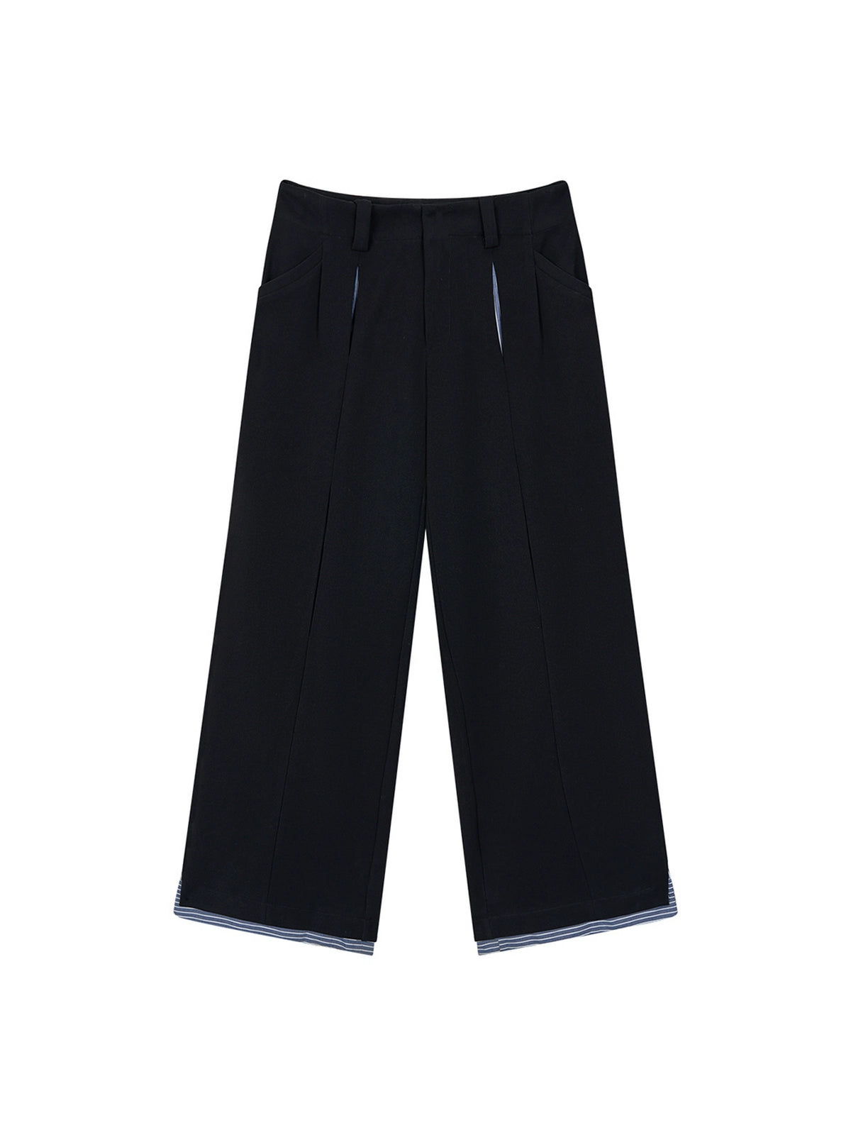 Striped Broken Hem Fan-Shaped Pleated Trousers