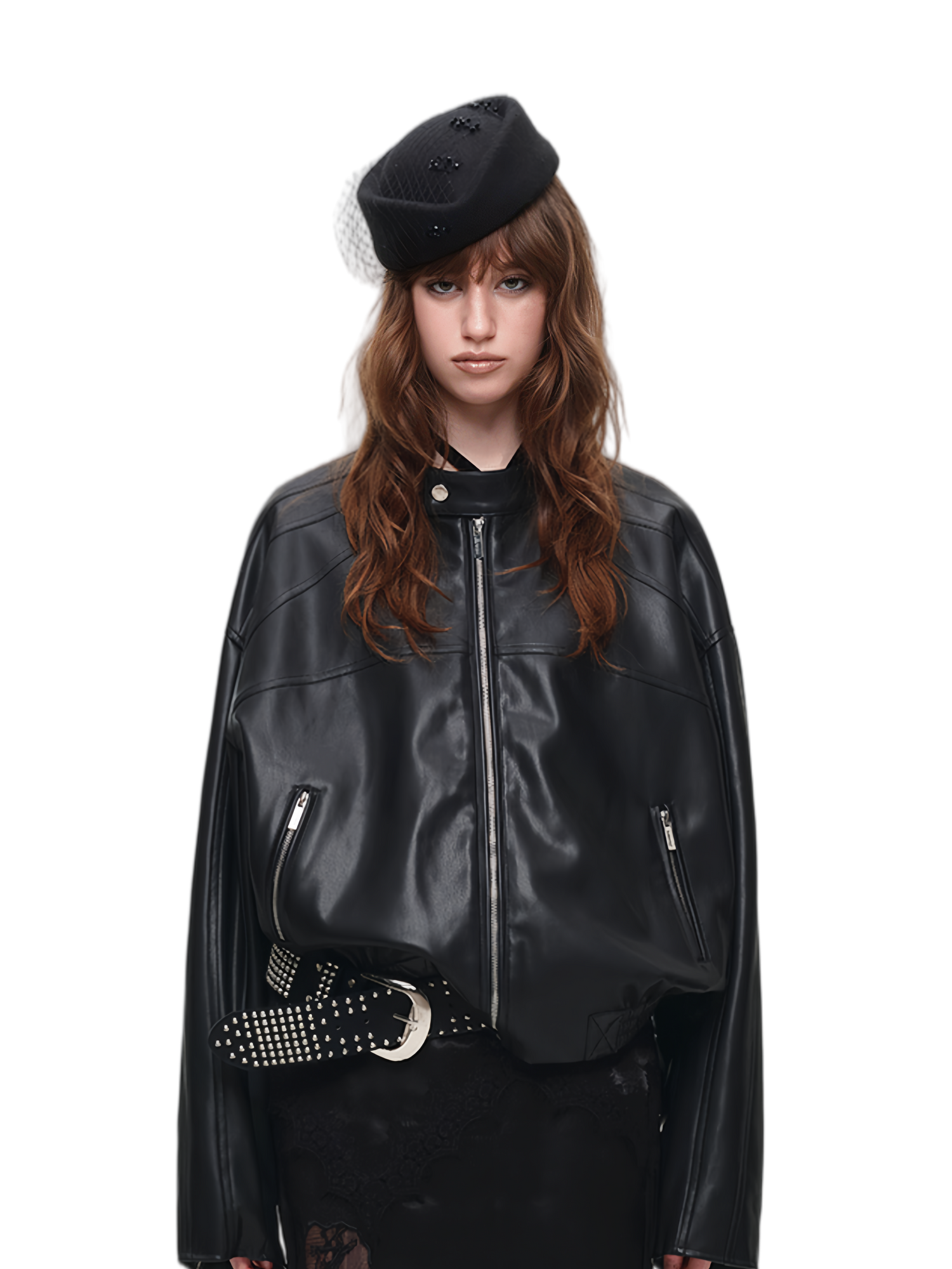 Contrast Trim Cropped PU Jacket