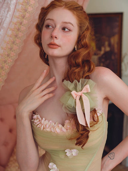 French Gentle Corset Strapless Gown Dress