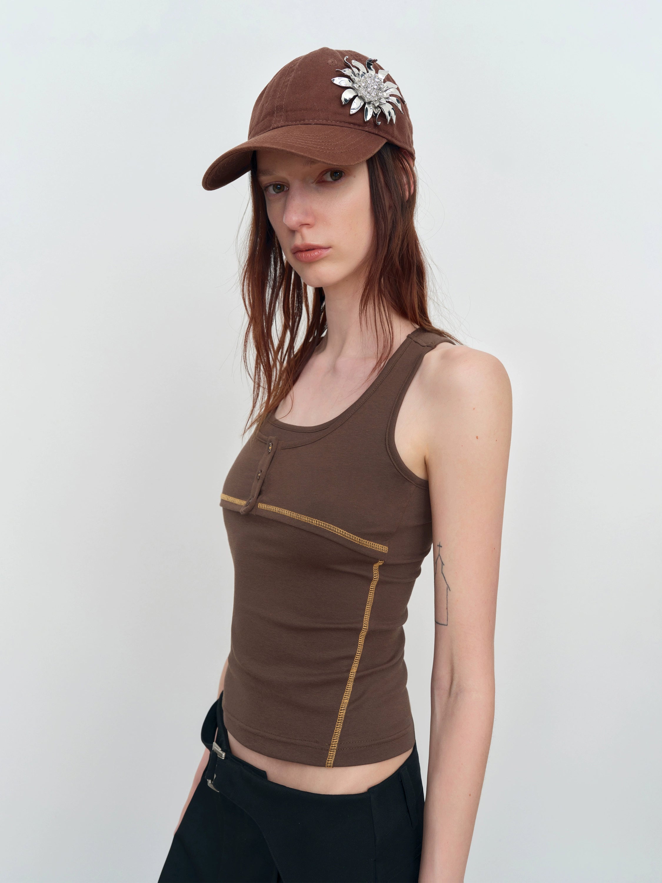 Fake Two-Piece U-Neck Camisole Tank Top