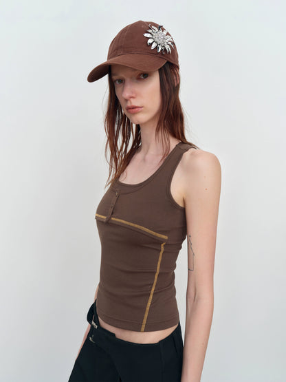Fake Two-Piece U-Neck Camisole Tank Top