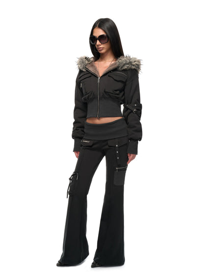 Waist-Cinched Hoodie &amp; Flare Pants Set