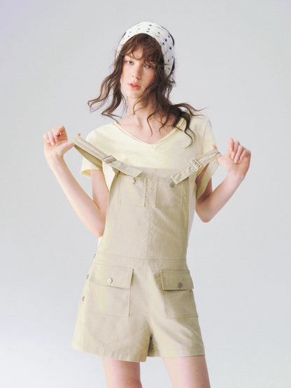 Slub Cotton Minimalist V-Neck Tee