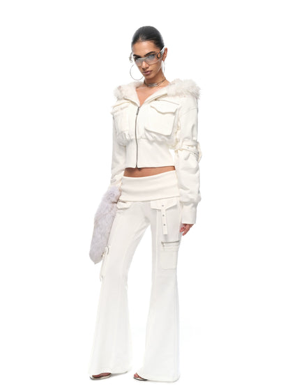 Waist-Cinched Hoodie &amp; Flare Pants Set