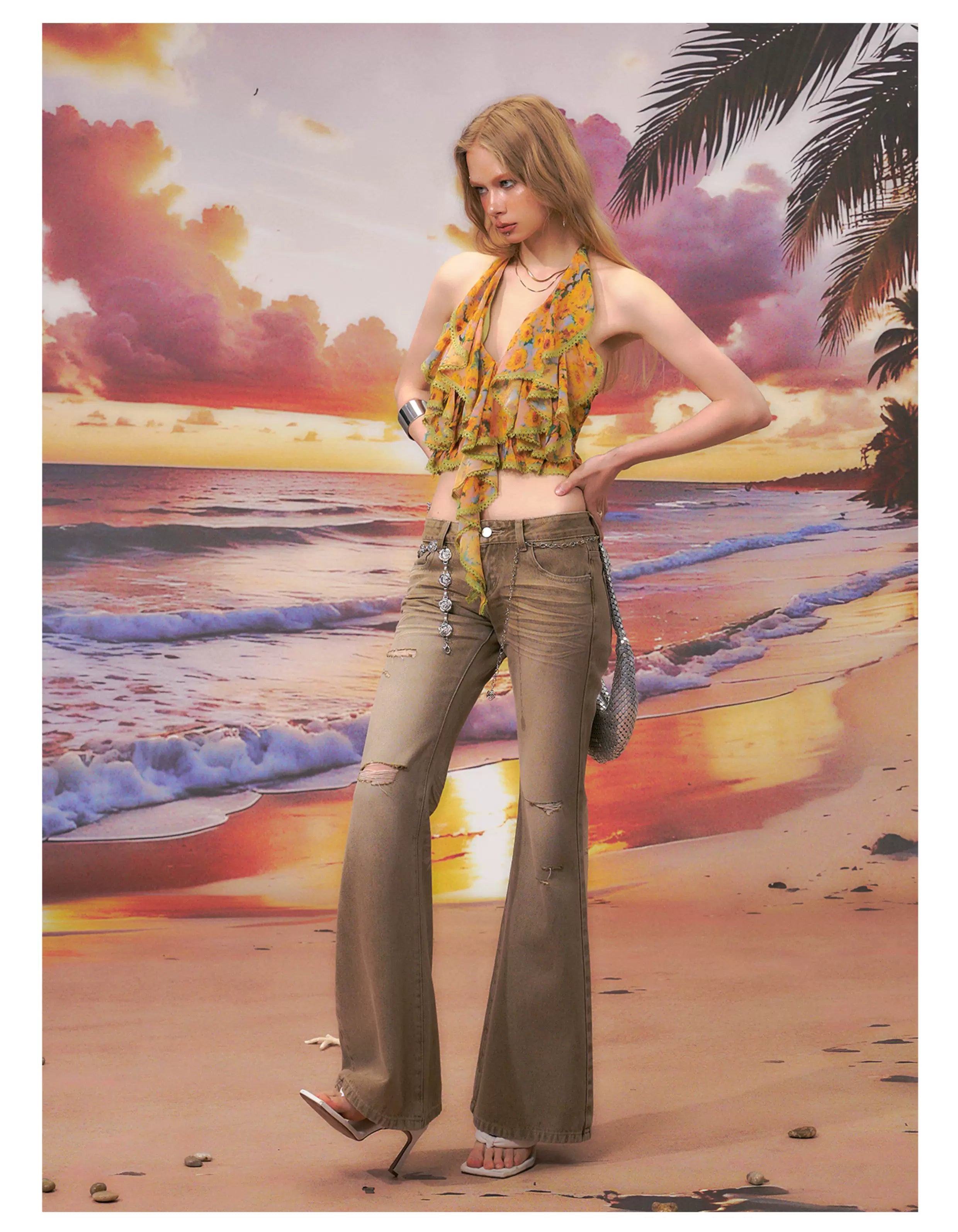 Floral Halter Backless Camisole