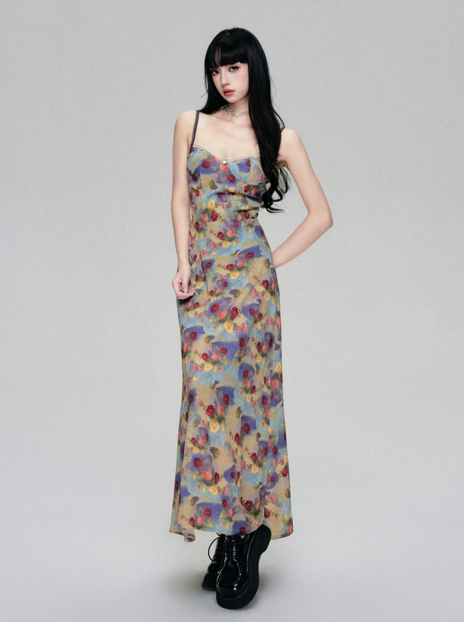 French Vintage Floral Slip Dress