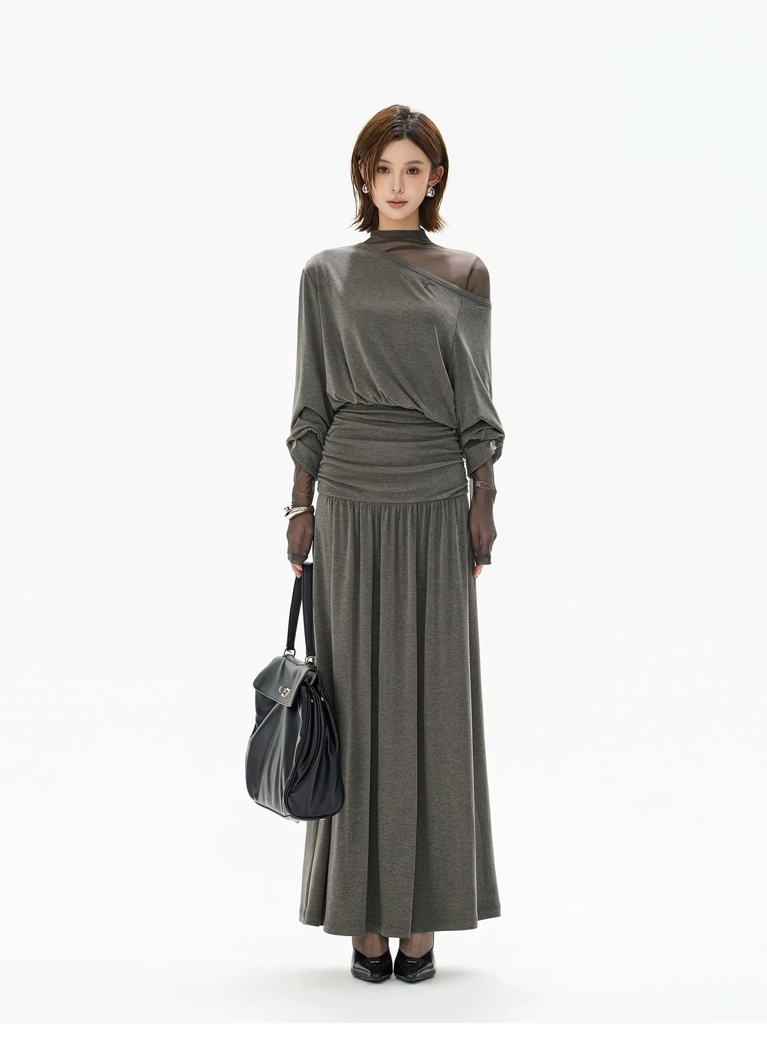 Two-Piece Off-Shoulder Knit Maxi Dress