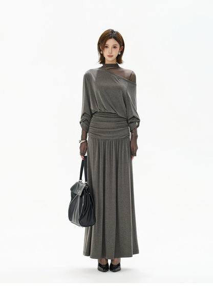 Two-Piece Off-Shoulder Knit Maxi Dress