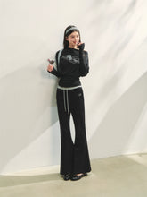 Contrast Color Tie-Waist Flared Casual Pants - CHINASQUAD
