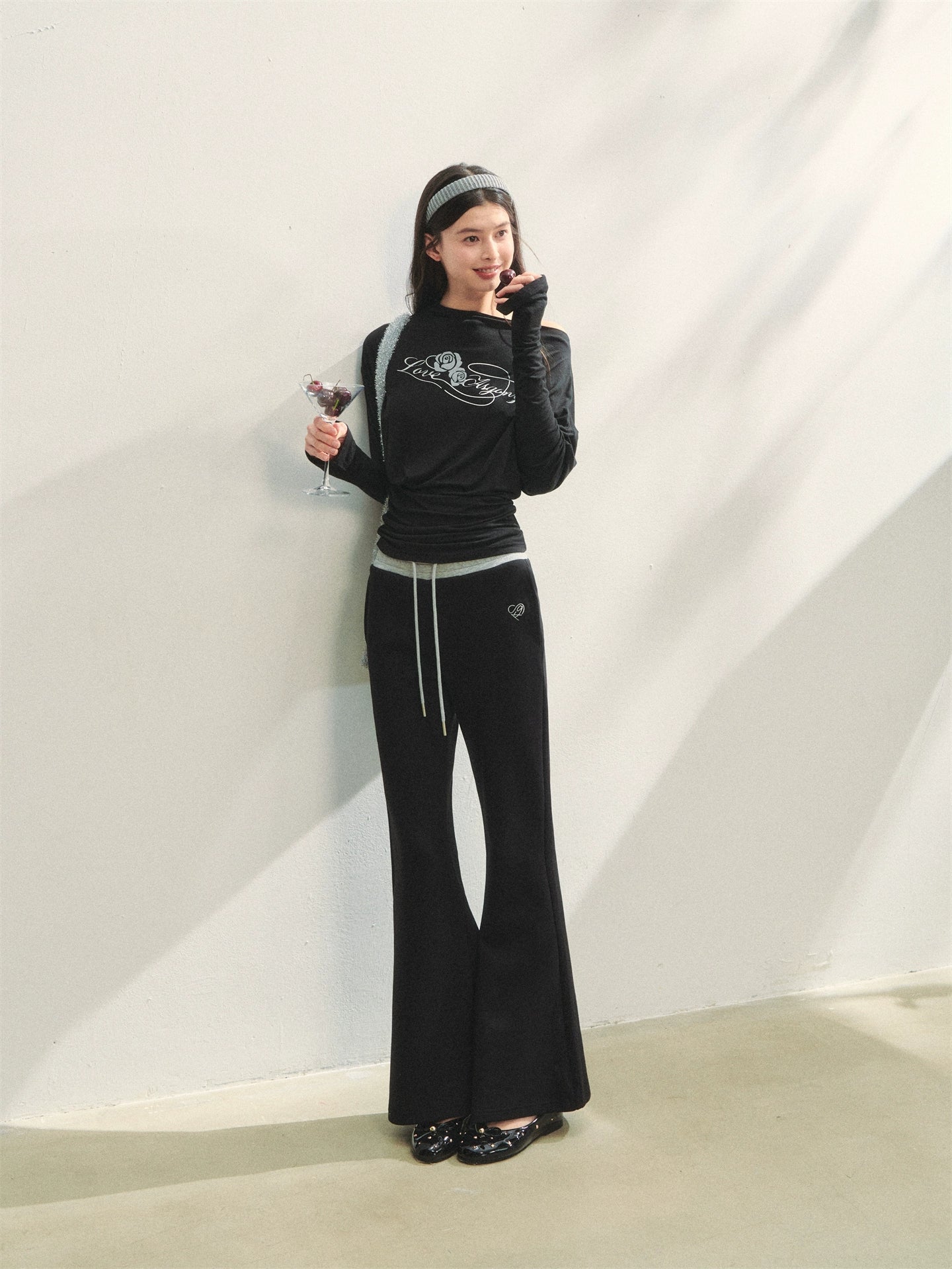 Contrast Color Tie-Waist Flared Casual Pants - CHINASQUAD