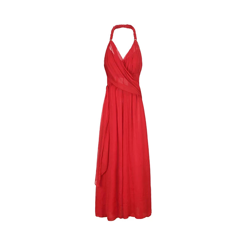 Halter Scarf-Tie Maxi Dress