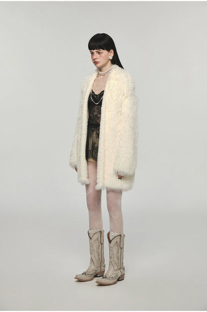 Mink Fur Coat with Tank Top Two-Piece Set - CHINASQUAD