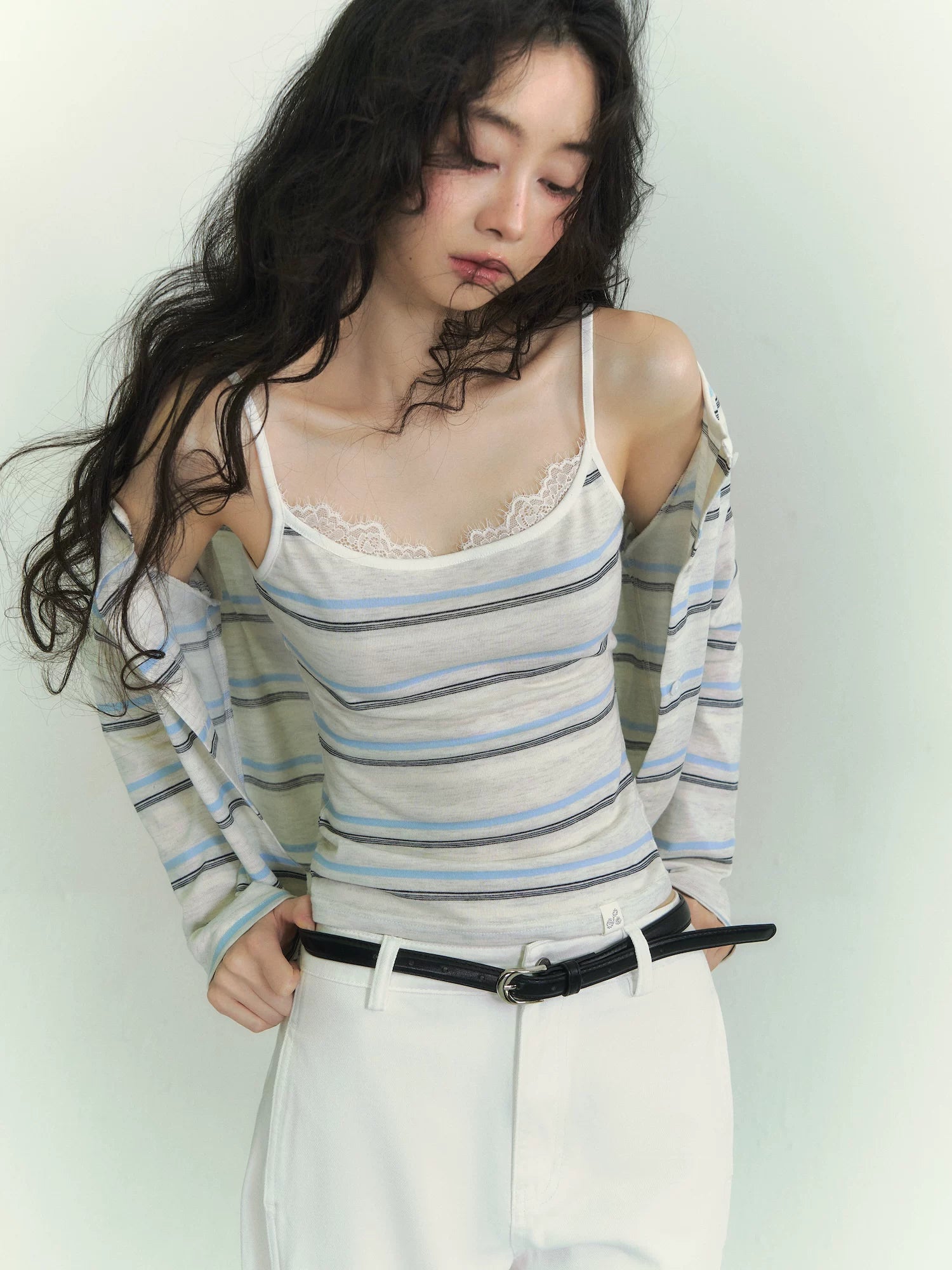 Relaxed Stripe Layered Cardigan Set
