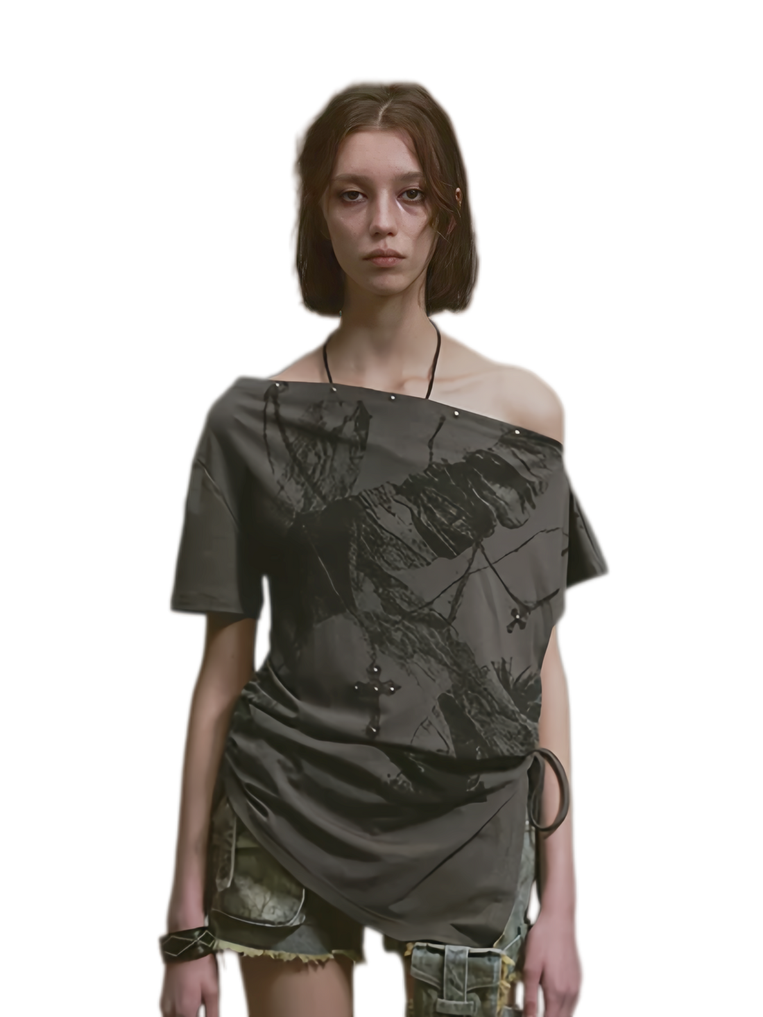 Cest Nous Distressed Punk Shoulder Tee – T-Shirts &amp; Polos