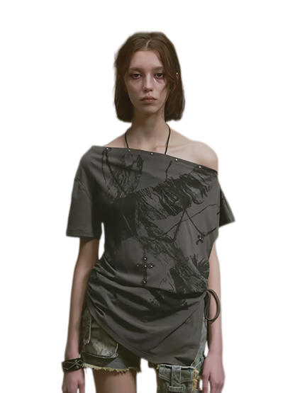 Cest Nous Distressed Punk Shoulder Tee – T-Shirts &amp; Polos