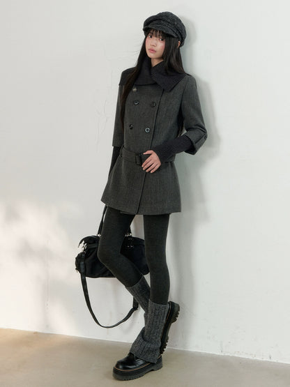 Grey Tailored Wool-Blend Long Dress