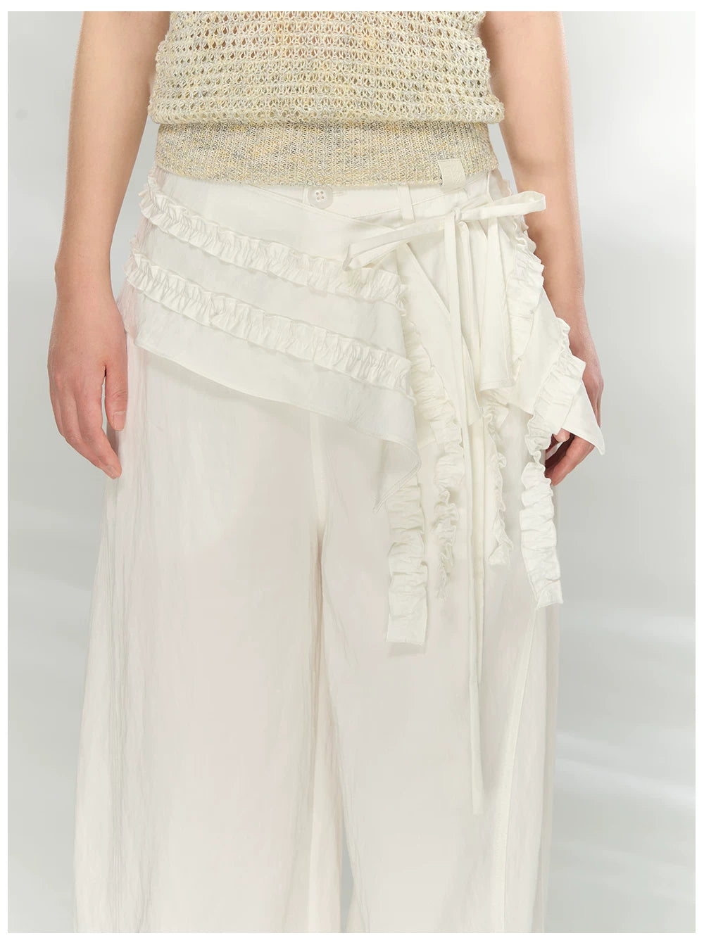 Detachable Lace Panel Tailored Trousers
