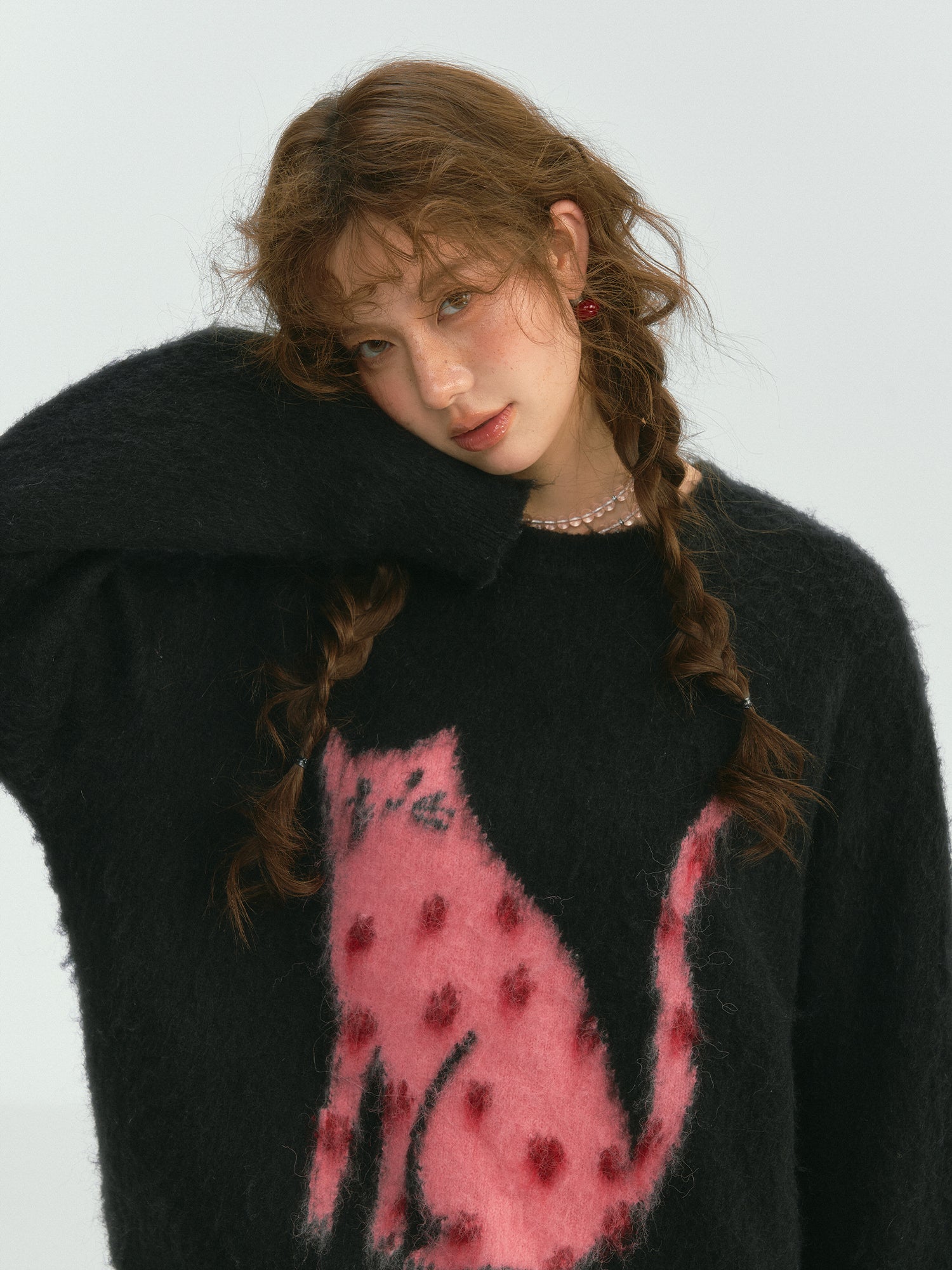 Lucky Cat Long Fur Sweater