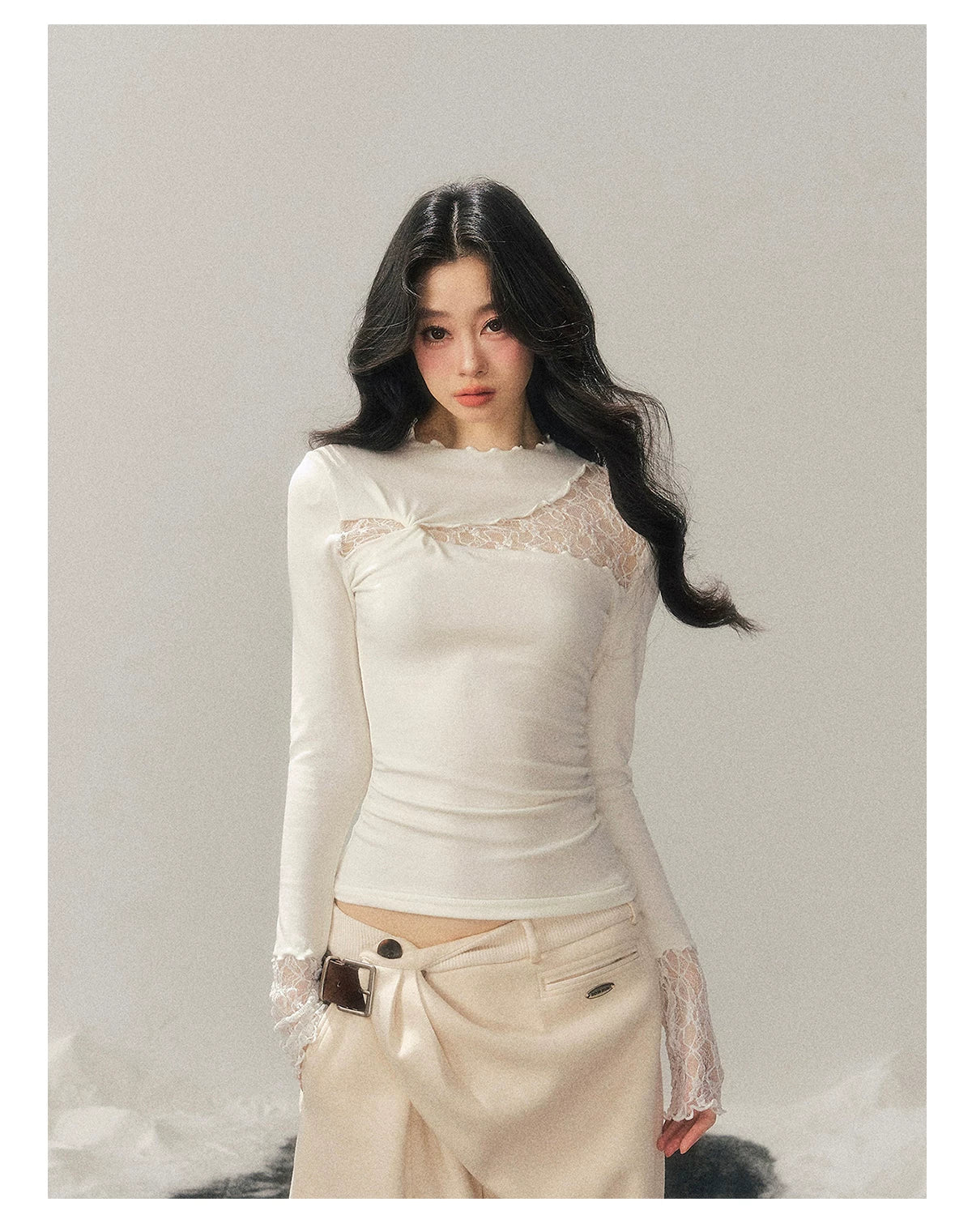 Mock-Neck Slim-Fit Long Sleeve T-Shirt