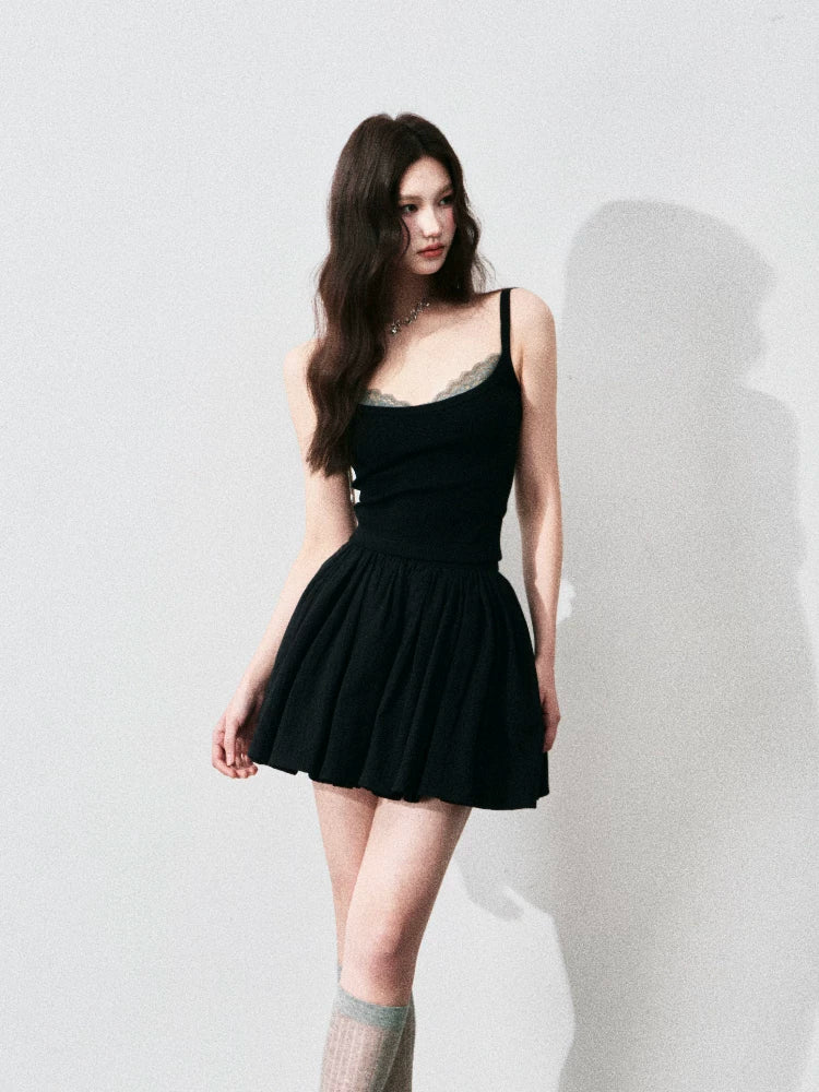 Contrast Lace Trim Slim-Fit Camisole