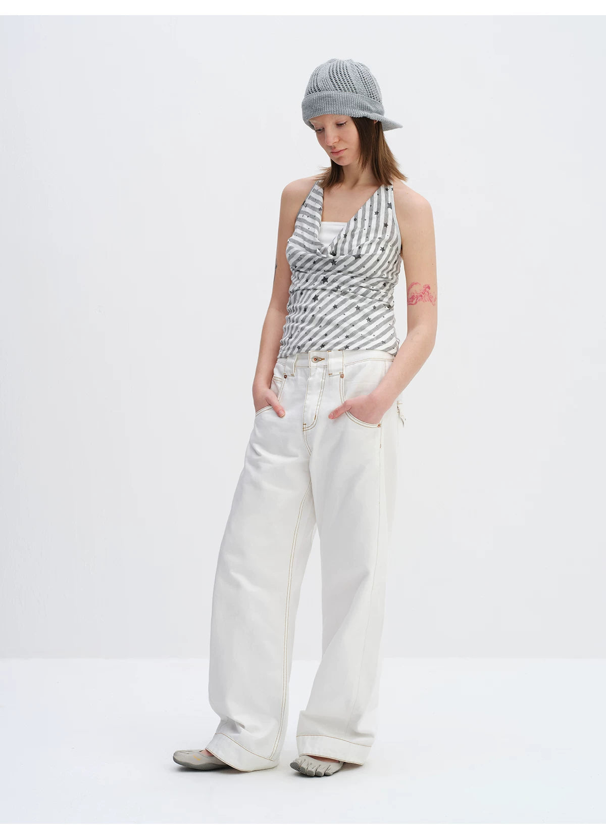 Star Stripe Draped Halter Camisole