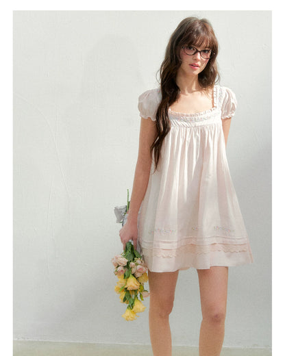 Embroidered Lace Patchwork Babydoll Dress