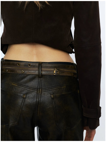 Vintage Detachable Buckle Zip Waist Bag Belt