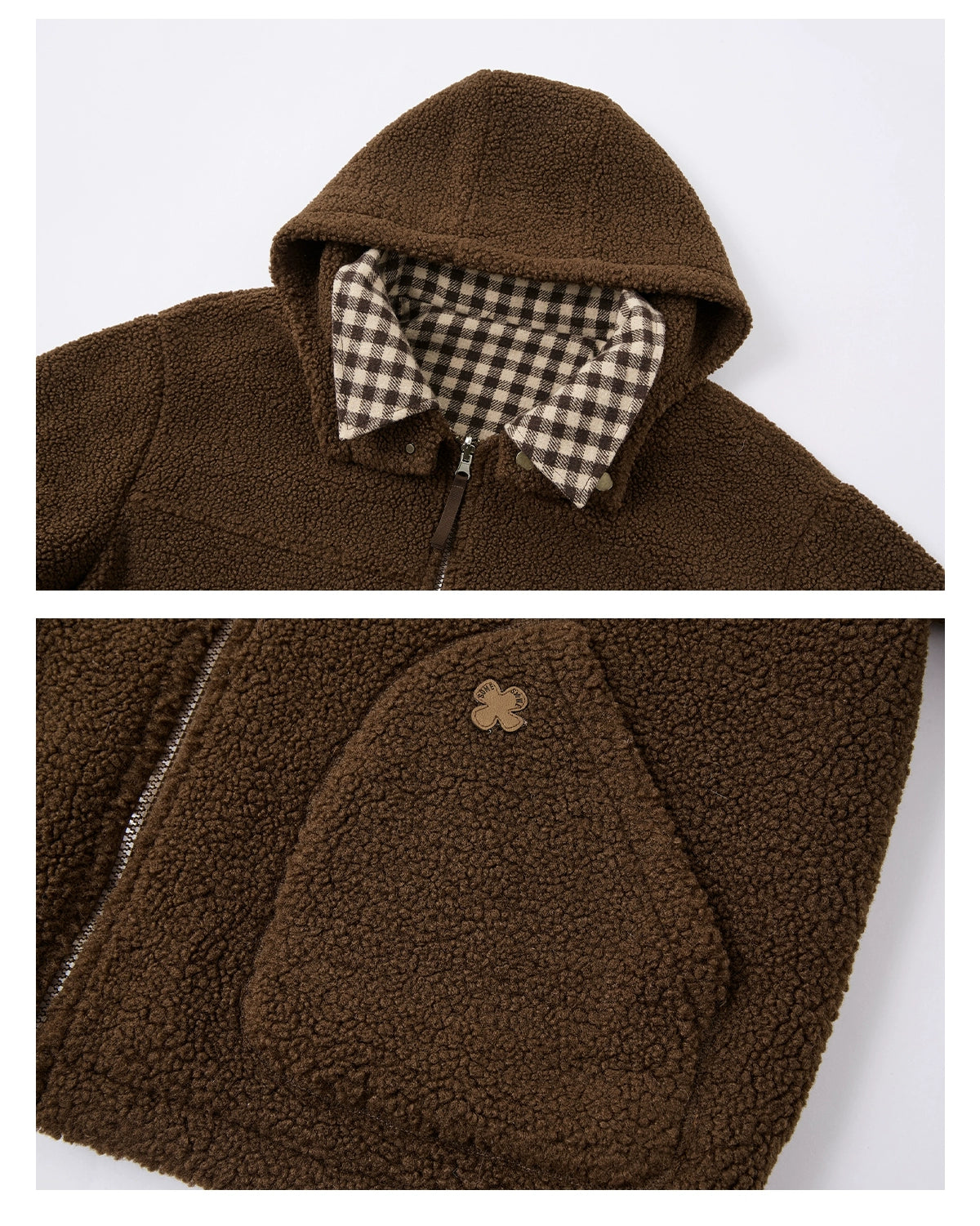 Reversible Plaid Fleece Patchwork Jacket