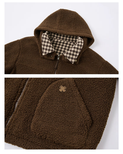 Reversible Plaid Fleece Patchwork Jacket