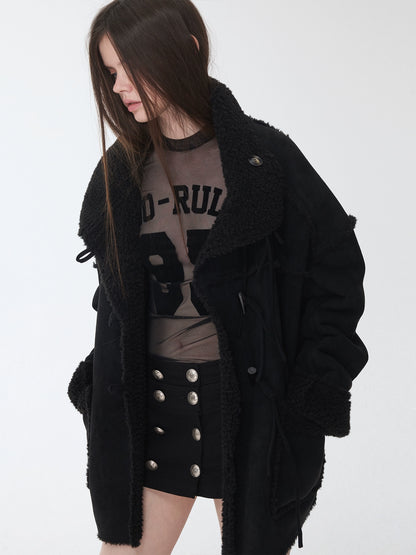 Washed Camo Double-Breasted Canvas Skort