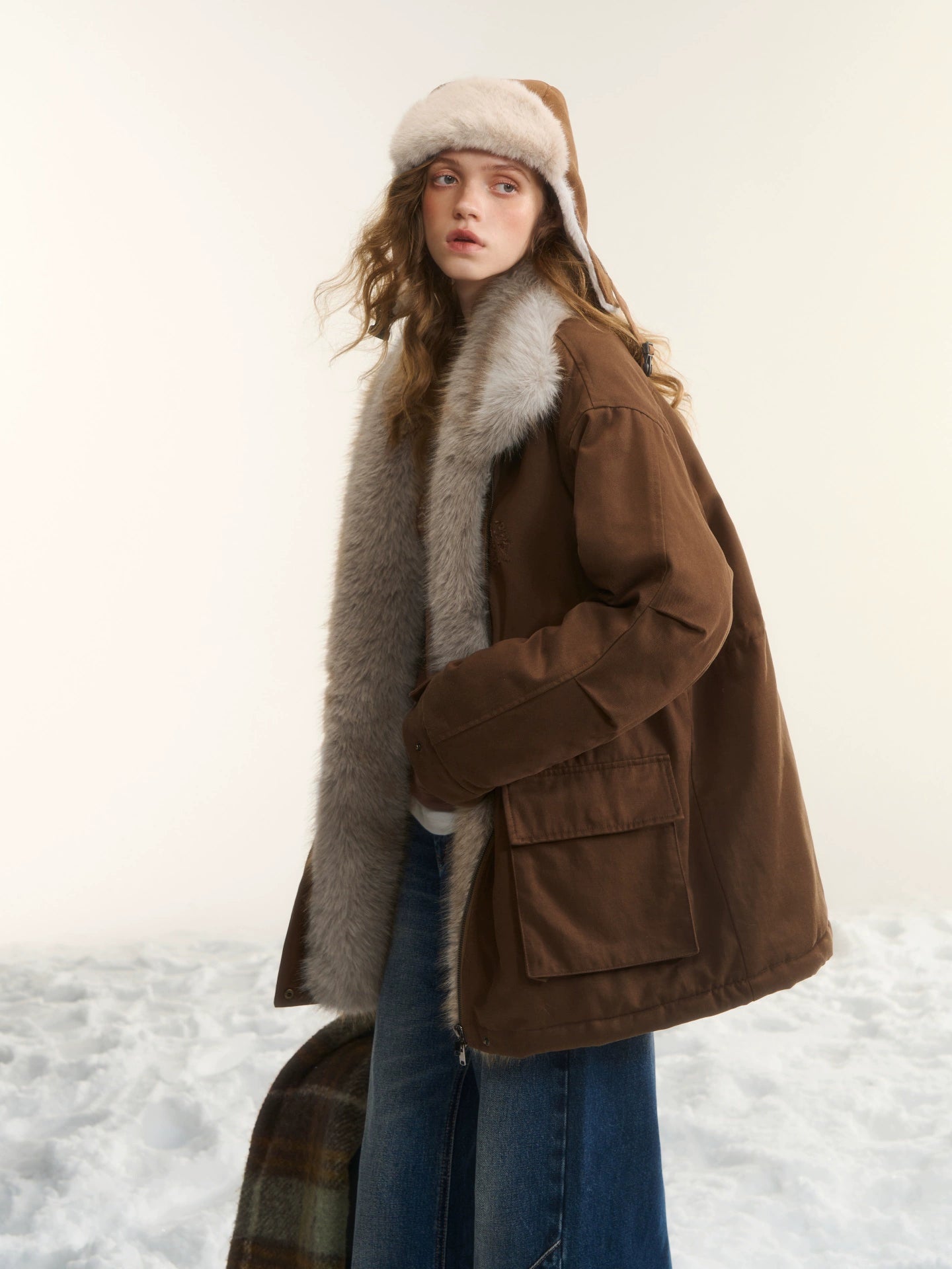 Fur-Trim Padded Utility Parka Jacket