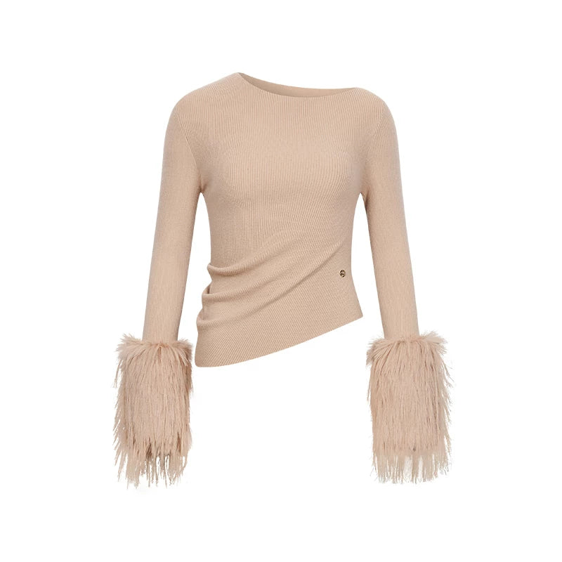 Asymmetric Off-Shoulder Slim-Fit Knit Base Layer